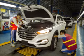 Nhà máy ôtô Hyundai, thuộc Tập đoàn Thành Công (Khu công nghiệp Gián Khẩu, tỉnh Ninh Bình). (Ảnh: Hoàng Hùng/TTXVN) 