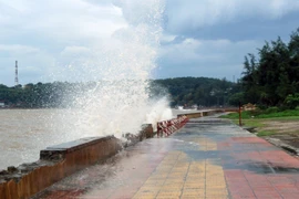 Sóng lớn xuất hiện tại Khu I, Khu du lịch Đồ Sơn, ngày 3/7/2019. (Ảnh: An Đăng/TTXVN)