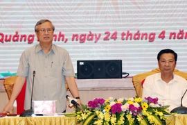 Thường trực Ban Bí thư Trần Quốc Vượng phát biểu chỉ đạo tại buổi làm việc với lãnh đạo chủ chốt tỉnh Quảng Ninh. (Ảnh: Văn Đức/TTXVN)