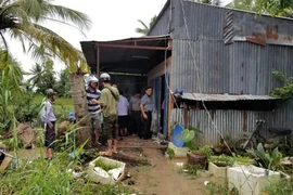 Căn nhà của gia đình ông Phạm Hoàng Kiếm, nơi xảy ra vụ chống người thi hành công vụ. (Ảnh: Huỳnh Thế Anh/TTXVN)