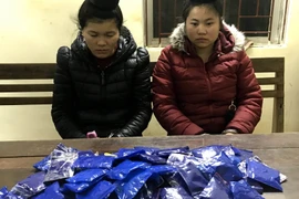 Hai đối tượng cùng tang vật. (Nguồn: TTXVN phát)