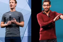 Giám đốc điều hành Google Sundar Pichai và Giám đốc điều hành Facebook Mark Zuckerberg . (Nguồn: Mbugua Njihia)