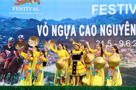 Biểu diễn nghệ thuật chào mừng. (Ảnh: Quốc Khánh/TTXVN)