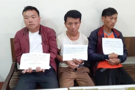 3 đối tượng tại cơ quan công an. (Nguồn: TTXVN phát)