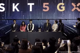 Lễ ra mắt dịch vụ mạng 5G của nhà mạng SK Telecom Co. (Nguồn: AP)