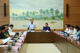 Đại biểu Quốc hội các tỉnh Lạng Sơn, Ninh Thuận, Bình Phước và Cần Thơ thảo luận tổ. (Ảnh: Dương Giang/TTXVN)