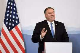 Ngoại trưởng Mỹ Mike Pompeo tại cuộc họp báo ở Bellinzona, Thụy Sĩ, ngày 2/6. (Nguồn: AFP/TTXVN)