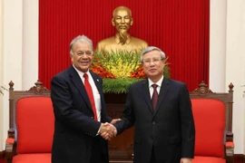 Ông Trần Quốc Vượng, Ủy viên Bộ Chính trị, Thường trực Ban Bí thư tiếp Tổng Bí thư Đảng Lao động Mexico Alberto Gutierrez. (Ảnh: Phương Hoa/TTXVN)