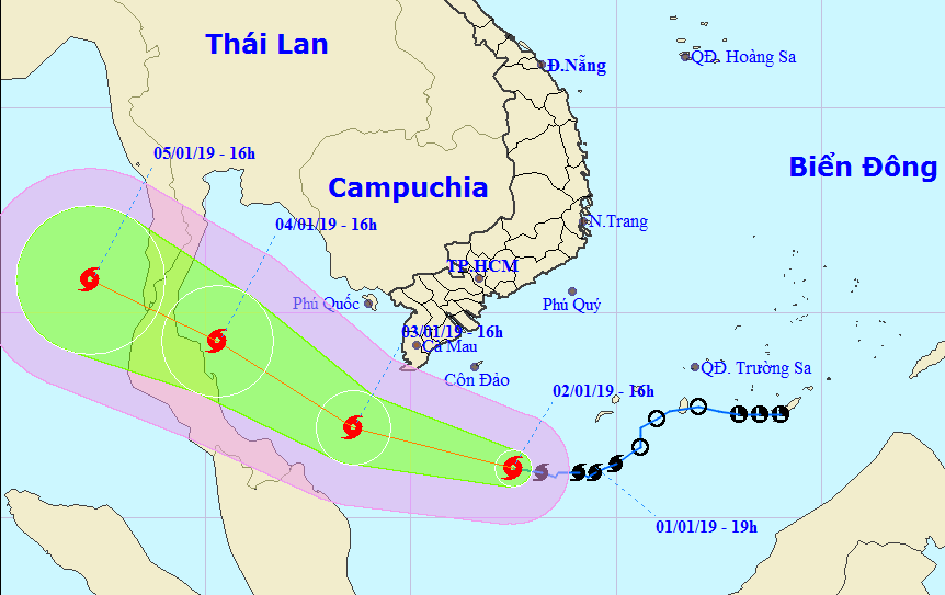 Vị trí và đường đi của cơn bão. (Nguồn: nchmf.gov.vn)