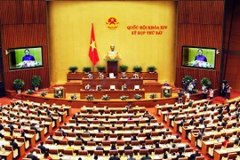 Chủ tịch Quốc hội Nguyễn Thị Kim Ngân đọc diễn văn khai mạc kỳ họp thứ 7, Quốc hội khóa XIV. (Ảnh: Nguyễn Dân/TTXVN)