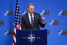 Quyền Bộ trưởng Quốc phòng Mỹ Patrick Shanahan trong cuộc họp báo sau Hội nghị Bộ trưởng Quốc phòng Tổ chức Hiệp ước Bắc Đại Tây Dương (NATO) tại Brussels, Bỉ ngày 14/2/2019. (Nguồn: THX/TTXVN)