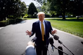 Tổng thống Mỹ Donald Trump phát biểu với báo giới tại Nhà Trắng ngày 22/6/2019. (Nguồn: THX/TTXVN)