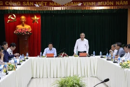 Trưởng Đoàn công tác của Bộ Nông nghiệp và Phát triển nông thôn phát biểu tại buổi làm việc. (Ảnh: Công Phong/TTXVN)