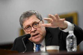 Bộ trưởng Tư pháp Mỹ William Barr trong phiên điều trần trước Tiểu ban thương mại, tư pháp, khoa học và các cơ quan liên quan của Quốc hội Mỹ, ngày 9/4. (Nguồn: THX/ TTXVN)