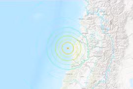 Vị trí khu vực xảy ra động đất. (Nguồn: earthquake.usgs.gov)
