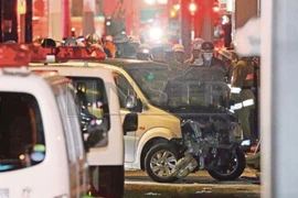 Hiện trường vụ đâm xe. (Nguồn: Jiji Press/EPA)
