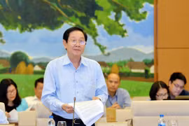 Bộ trưởng Bộ Nội vụ Lê Vĩnh Tân trình bày tờ trình. (Ảnh: Trọng Đức/TTXVN)