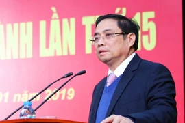 Ông Phạm Minh Chính, Ủy viên Bộ Chính trị, Bí thư Trung ương Đảng, Trưởng Ban Tổ chức Trung ương phát biểu chỉ đạo Hội nghị. (Ảnh: Phương Hoa/TTXVN)