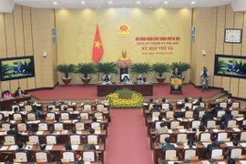 Hội đồng Nhân dân Thành phố Hà Nội khóa XV, nhiệm kỳ 2016-2021. (Ảnh: Phạm Kiên/TTXVN)