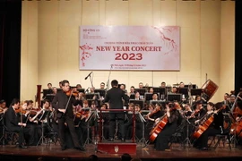 Một tiết mục trong Chương trình hòa nhạc chào Xuân "New Year Concert 2023." (Ảnh: Phạm Kiên/TTXVN)