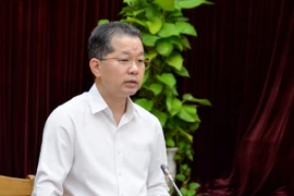 Ông Nguyễn Văn Quảng, Ủy viên Trung ương Đảng, Bí thư Thành ủy, Trưởng Ban chỉ đạo Thành ủy Đà Nẵng về phòng, chống tham nhũng, tiêu cực, phát biểu tại phiên họp. (Ảnh: Quốc Dũng/TTXVN)