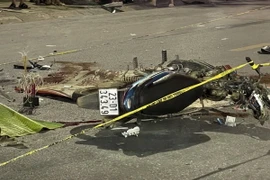 Hiện trường vụ tai nạn. (Ảnh: TTXVN phát) Hà Giang: Tai nạn trong đêm Trung Thu, 3 người đang được điều trị tích cực