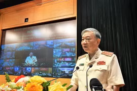 Bộ trưởng Tô Lâm phát biểu tại Hội nghị. (Nguồn: Cổng thông tin Điện tử Bộ Công an)