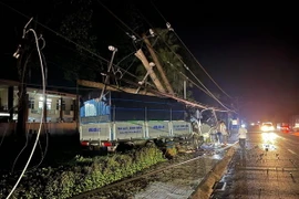 Hiện trường vụ tai nạn. (Ảnh: TTXVN phát)