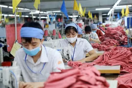 Một dây chuyền của doanh nghiệp may xuất khẩu. (Ảnh: Phạm Kiên/TTXVN)