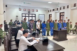 Quang cảnh phiên tòa xét xử sơ thẩm. (Ảnh: Nguyên Linh/TTXVN)