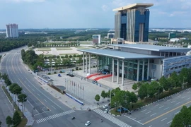 Một góc Trung tâm hành chính tập trung tỉnh Bình Dương tại thành phố mới Bình Dương - nơi hình thành hệ sinh thái sáng tạo, khởi nghiệp của tỉnh. (Ảnh: Chí Tưởng/TTXVN)