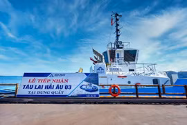 Lễ tiếp nhận tàu được thực hiện tại bến 11 Cảng Hòa Phát Dung Quất. (Nguồn: Công ty Hòa Phát)