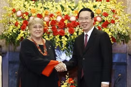 Chủ tịch nước Võ Văn Thưởng tiếp cựu Tổng thống Chile Michelle Bachelet. (Ảnh: Thống Nhất/TTXVN)