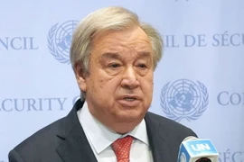 Tổng Thư ký LHQ Antonio Guterres trong cuộc họp báo tại New York, Mỹ ngày 17/7. (Ảnh: Kyodo/TTXVN)