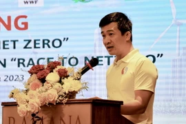 Ông Vũ Minh Lý, Phó Giám đốc Trung tâm Truyền thông Tài nguyên Môi trường thuộc Bộ Tài nguyên và Môi trường, phát biểu. (Ảnh: Hồng Giang/TTXVN)