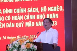 Ông Trần Tuấn Anh phát biểu tại buổi trao quà Tết. (Ảnh: Huỳnh Phúc Hậu/TTXVN)