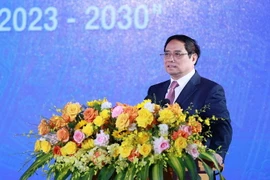Thủ tướng Phạm Minh Chính phát động Phong trào “Cả nước thi đua xây dựng xã hội học tập, đẩy mạnh học tập suốt đời giai đoạn 2023-2030.” (Ảnh: Dương Giang/TTXVN)