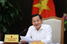 Phó Thủ tướng Lê Minh Khái phát biểu. (Ảnh: An Đăng/TTXVN) 