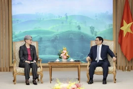 Thủ tướng Phạm Minh Chính tiếp Bộ trưởng Ngoại giao Australia Penny Wong. (Ảnh: Dương Giang/TTXVN)
