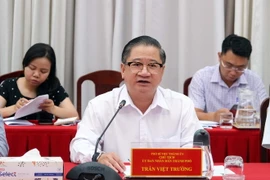 Chủ tịch UBND thành phố Cần Thơ Trần Việt Trường phát biểu tại buổi làm việc. (Ảnh: Thanh Liêm/TTXVN)