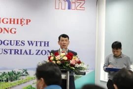 Chủ tịch Hội đồng thành viên Công ty phát triển Khu công nghiệp Nhật Bản-Hải Phòng Trịnh Văn Tuấn phát biểu tại buổi gặp mặt. (Ảnh: Minh Huệ/TTXVN)