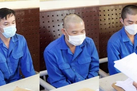 Các đối tượng trong vụ án tại cơ quan điều tra. (Nguồn: Báo Công an Nhân dân)