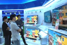 Gian hàng tivi thu hút người mua. (Ảnh: Thanh Tâm/Vietnam+)