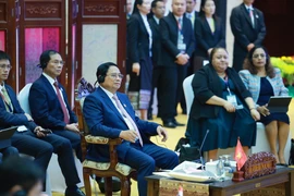 Thủ tướng Phạm Minh Chính phát biểu tại Phiên họp hẹp Hội nghị Cấp cao ASEAN lần thứ 45. (Ảnh: Dương Giang/TTXVN)