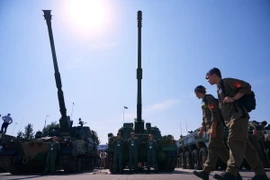 Xe quân sự được trưng bày tại Triển lãm Công nghiệp Quốc phòng quốc tế lần thứ 32 ở thành phố Kielce, Ba Lan, ngày 3/9/2024. (Ảnh: THX/TTXVN)