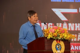 Ông Trần Thanh Hải, Phó Chủ tịch Tổng Liên đoàn Lao động Việt Nam phát biểu. (Ảnh: Thanh Vũ/TTXVN)