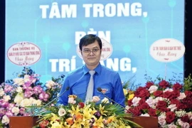 Bí thư thứ nhất Trung ương Đoàn Bùi Quang Huy phát biểu tại Đại hội. (Ảnh: Minh Đức/TTXVN)