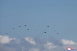 Máy bay của Quân đội Nhân dân Triều Tiên bay huấn luyện trong cuộc diễn tập quân sự từ ngày 6-8/10. (Ảnh: KCNA/TTXVN)