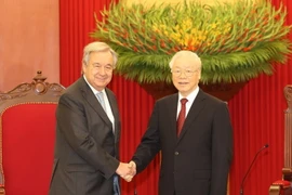 Hình ảnh Tổng Bí thư Nguyễn Phú Trọng tiếp Tổng Thư ký Liên hợp quốc 