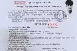 Quyết định truy nã đối với Lê Đức Tân. (Nguồn: cand.com.vn)